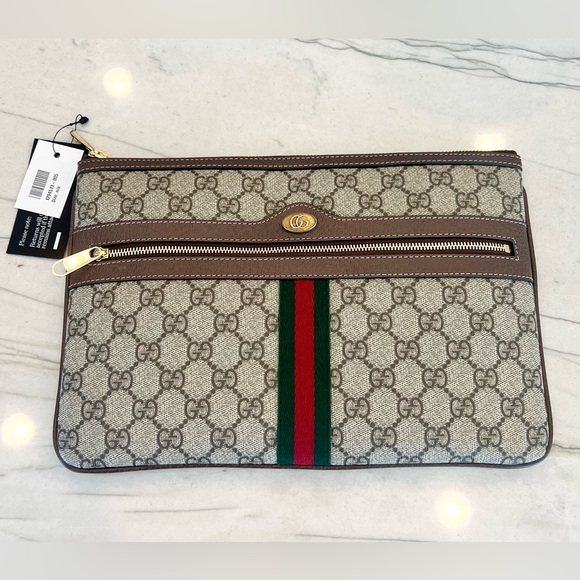 NIB GUCCI Ophidia GG Supreme Zip Pouch Clutch - Picture 2 of 5